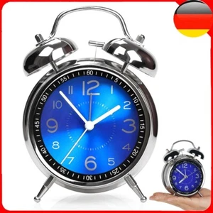 Retro Doppelglockenwecker lauter Alarm kein Ticken Metall mit Licht Nostalgie - Bild 1 von 15