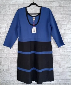 Anne Klein Dress XL Knit Blue Black Stripes Career Business Classy Interview NEW - Picture 1 of 10