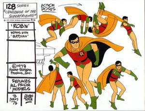 CHALLENGE OF THE SUPER FRIENDS: ROBIN ACTION POSES HOJA MODELO Batman ALEX TOTH - Imagen 1 de 1