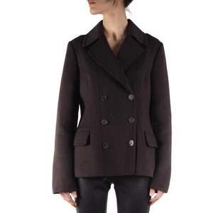 Michael Kors Women's Wool Angora Double Breasted Dark Brown Coat Jacket size 10 - Picture 1 of 10
