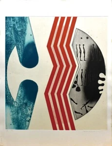 Yukio Fukazawa Copperplate print "Walking in the City" Human Red line 1969 - Picture 1 of 1