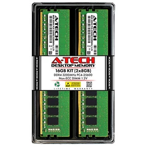 A-Tech 16GB 2x 8GB PC4-25600 Desktop DIMM DDR4 3200MHz Non-ECC Memory RAM 8G 16G - Picture 1 of 7