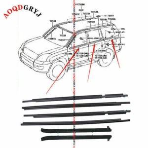 6x For Toyota Prado 120 GX470 OEM Quarter & Door Belt Moulding Black SET 03-09 - Bild 1 von 7