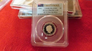 QUEEN ELIZABETH II Happy 90th Birthday Silver Coin 1$ Cook Islands  PCGS PR69 - Picture 1 of 7