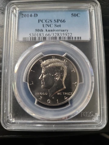 2014 D Clad Uncirculated Kennedy 50c PCGS SP66 50th Anniv UNC Set Free Shipping Cover