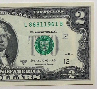 Billete de dos dólares B del 1 de agosto de 1961 L 88811961 (__8/1/1961) *UNC* Foto 1 de 3