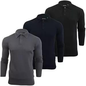 Mens Knitted Polo Shirt by Brave Soul Long Sleeved - Picture 1 of 5
