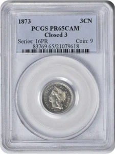 1873 Three Cent Nickel Closed 3 PR65CAM PCGS - Picture 1 of 4