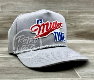 Miller Time Patch auf großem grauem Retro Seil Hut - Bild 1 von 1