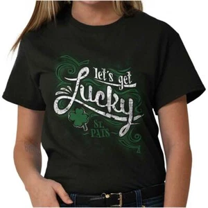 Lucky Irish Drink Beer Happy St Patricks Day Womens Graphic T Shirts Tee T-Shirt - Picture 1 of 8