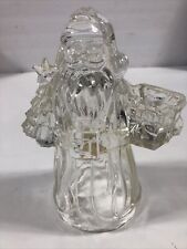 24% Lead Crystal Santa Claus Candle Holder 7.5” USA Excellent  Christmas 