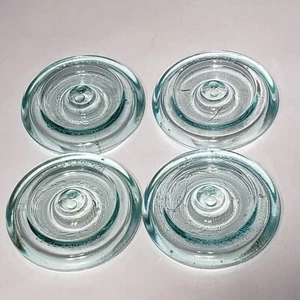 Lote de 4 tapas de vidrio Lightning de colección de 3" azul verde alambre fianza superior albañil tarro enlatado - Imagen 1 de 8