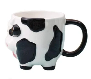 3d Ceramic Relief Cow Coffee Mughand Painted Milk Cup With Handle - Picture 1 of 6