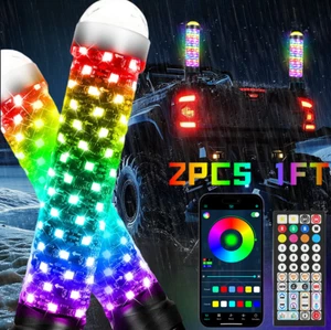 Pair 1ft LED Fat Whip Lights Thick RGB For ATV UTV Can-Am Maverick X3 Kawasaki - Picture 1 of 15