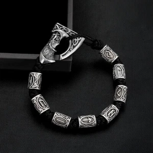 New Viking Axe Wrap Paracord Bracelets Men Mjolnir Hammer Nordic Runes Bracelets - Picture 1 of 27