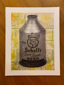 Schells Deer Beer 10" x 12.75" Signed Numbered Art Print Can Conetop Minnesota - Picture 1 of 7