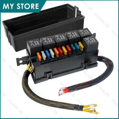 Caja de fusibles y relés de 12 V 11 un. 6 ranuras para fusibles ATO ATC y ranuras para relés para automóvil camión Foto 1 de 4