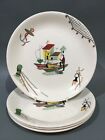 Vintage Alfred Meakin “ Brixham “ Retro Fishing Design 4 x Breakfast Plates