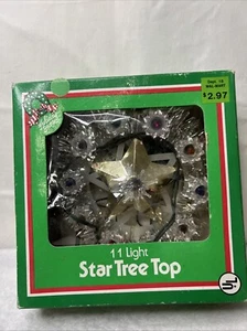 Vintage HOLIDAY TIME 11 Light Star Tree Topper Ring 6" Silver Tinsel Christmas - Picture 1 of 12