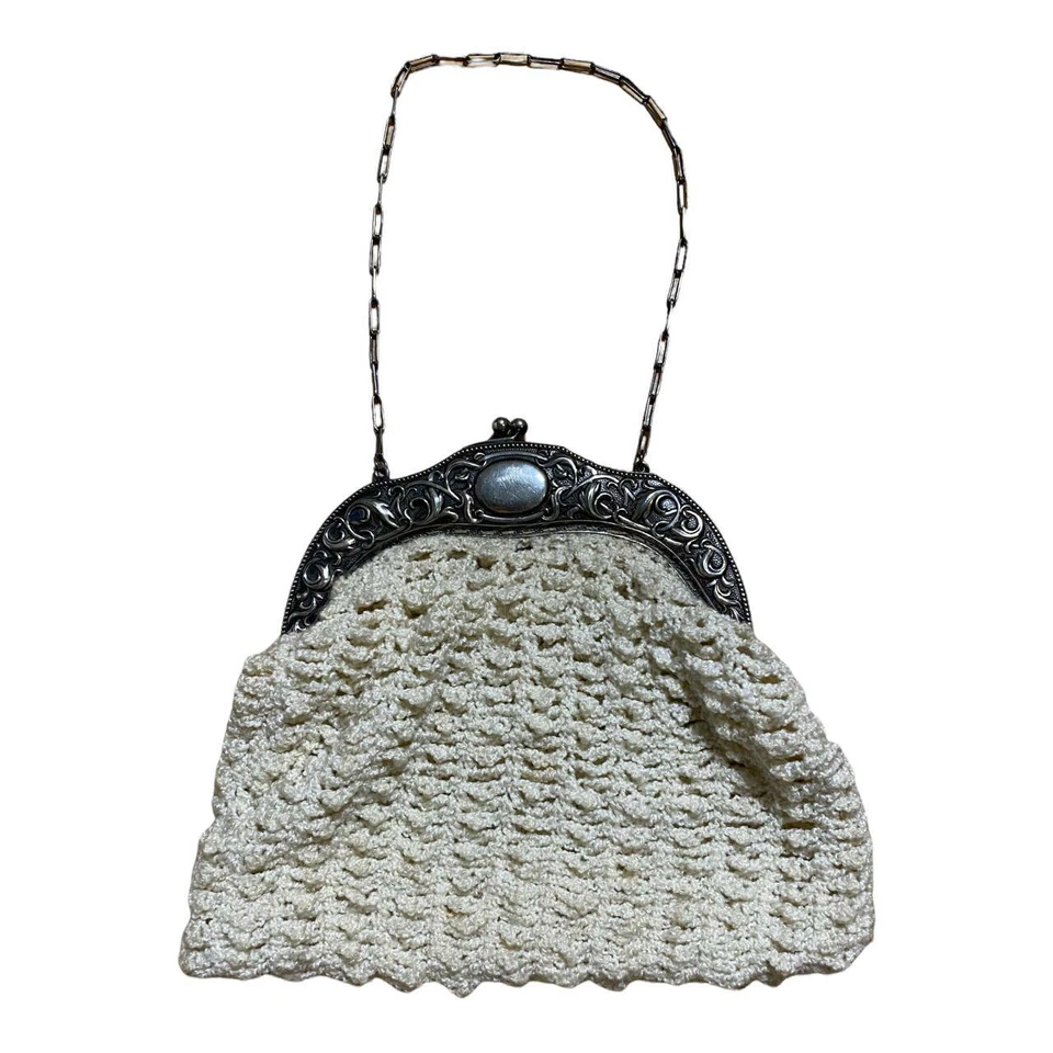 Retro clutch Bag silver plated 1900s Vintage women's Kraftalpacca handmade - Image 1 of 4