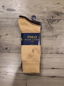 Polo Ralph Lauren Men's 3-Pair Dress Socks Size 10-13 Beige/Tan/Brown - Picture 1 of 4