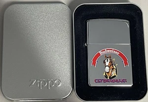 ZIPPO 1995 BUDWEISER CLYDESDALE POLISHED CHROME LIGHTER UNFIRED IN BOX K598 - Picture 1 of 6