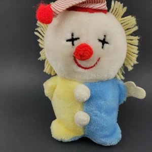 Vintage Pastel Clown Plush Stuffed Animal Bell Rattle Sleeping Cap 7 inch Toy - Bild 1 von 9
