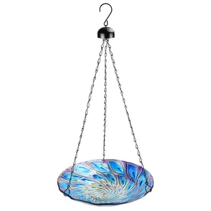 Hanging Bird Baths Outdoor Glass Peacock Birdbath Birdfeeder for Garden Yard ... - Picture 1 of 5