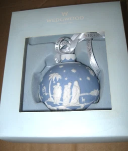 Wedgwood Holiday Christmas Ornament Nativity Scene Blue/ White W/Box EXCL. COND. - Afbeelding 1 van 5