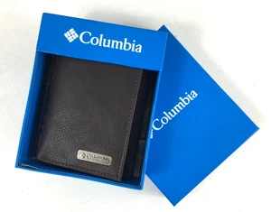 Columbia Men's Dark Brown Leather Classic Tri-Fold Wallet - Picture 1 of 6