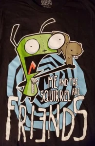 INVADER ZIM Gir T Shirt Me and Squirrel Are Friends Tee Black Sz M Nwt - Picture 1 of 1