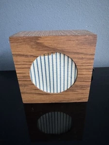 Vintage Wooden Box Speaker With Cloth Cover - 5 5/8" X 5 5/8" X 2 13/16" Retro - Picture 1 of 7
