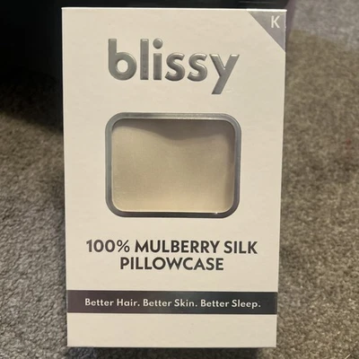 Funda de almohada de seda Blissy King 600 hilos blanco marfil Foto 1 de 2