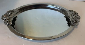 Vintage Godinger Silber Kommode Oval Spiegel Parfüm Waschtisch Tablett 14” x 9” - Bild 1 von 10