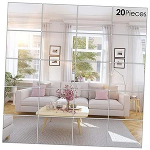  20 Pcs Home Gym Mirror Sheets Self Adhesive Non Glass Cut to Size Mirror  - Picture 1 of 7