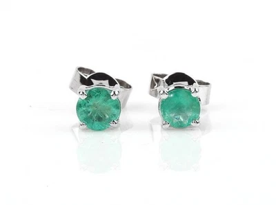 Natürlicher Smaragd Edelstein Handgemacht Damen Nieten Ohrringe 925 Silber z67 - Bild 1 von 4