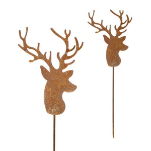 Rost Deko Stecker Hirsch mit Geweih Beetstecker Gartendeko Stab Edelrost - Bild 1 von 3