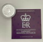 2015 Longest Reigning Monarch - Queen Elizabeth -Unique 1oz Silver Intaglio Coin