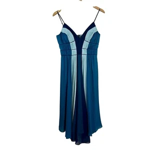 Max And Cleo Damen Kleid blau türkis Chiffon Y2K dünne Träger Midi Größe 2 - Bild 1 von 10