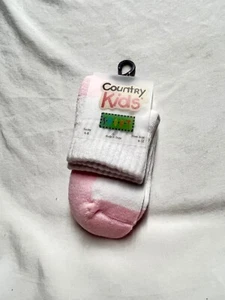 Country Kids Socks-Pink and White SPorts Sock-  Shoe Size 6-12 - Picture 1 of 1