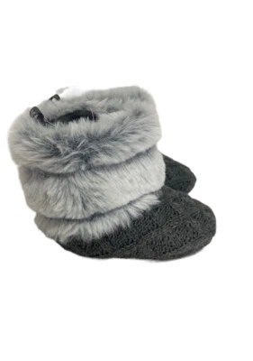 Stepping Stones Cable Knit Boots Infant Baby Girl Grey Faux Fur 3-6M - Image 1 of 4