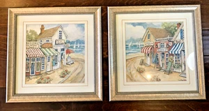 2 Charming Seaside/Beach Village-C. Winterle Olson Framed Art 17.5” Sq. R40 - Picture 1 of 13