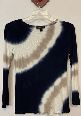 Блузка женская INC International Concepts PXL синяя с блестками в полоску галстук-краситель A4669 - Изображение 1 из 4