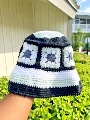 handmade knitted unisex bucket hat - reversible - Image 1 of 3