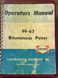 Blaw-Knox PF-65 Bituminous Paver Operator's  Manual - Picture 1 of 2