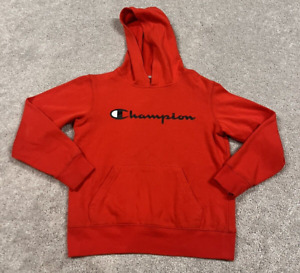 Champion Hoodie Kids Youth Size Medium Long Sleeve Pullover Red Spellout Logo