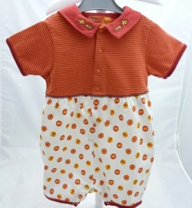 PETIT PIRATE-COMBISHORT ORANGE-RAYE-BAS MOTIFS- fille-18MOIS- - Picture 1 of 3
