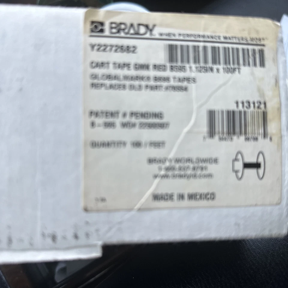 CARTUCHO BRADY Y2272682 GMK ETIQUETA ROJA, 1,25”X 100’ Foto 1 de 2