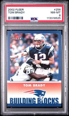 PSA 8 nm-mint 2002 FLEER #256 TOM BRADY HOF patriots MVP Legend - Super Bowl - Image 1 of 2