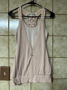 American Rag Top, Blush Crochet Boho Country Westerncore Peasantcore Top, Sz S - Picture 1 of 10